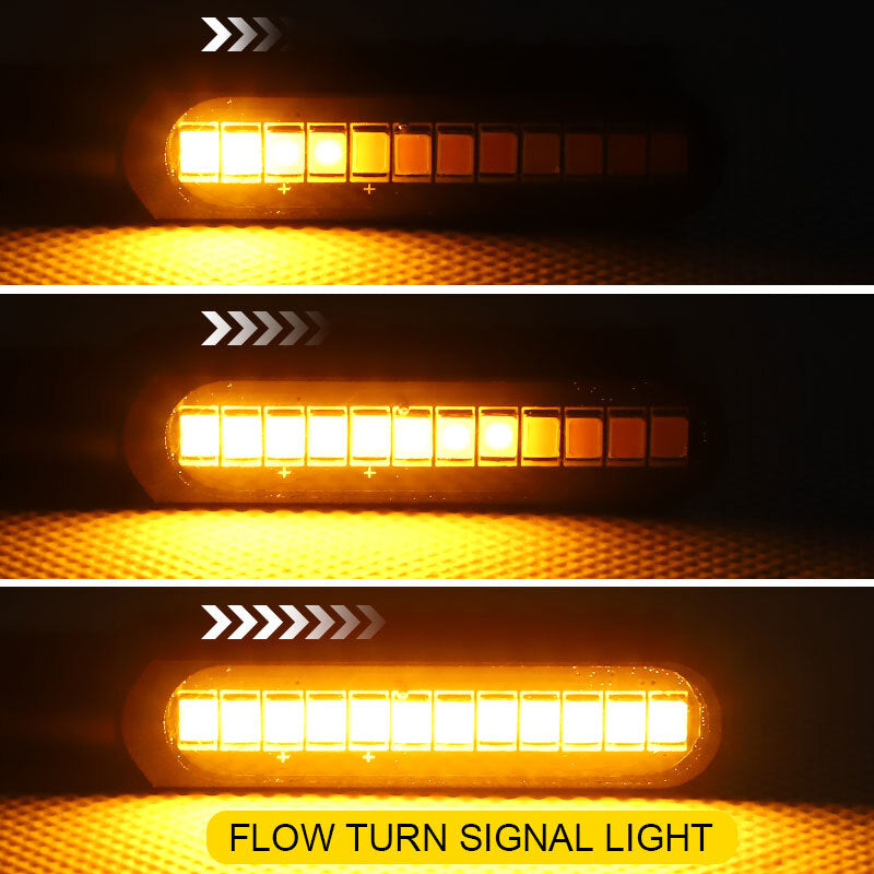 4x Sequential Flowing LED Motorcycle Turn Signals Indicator Light Blinker Amber