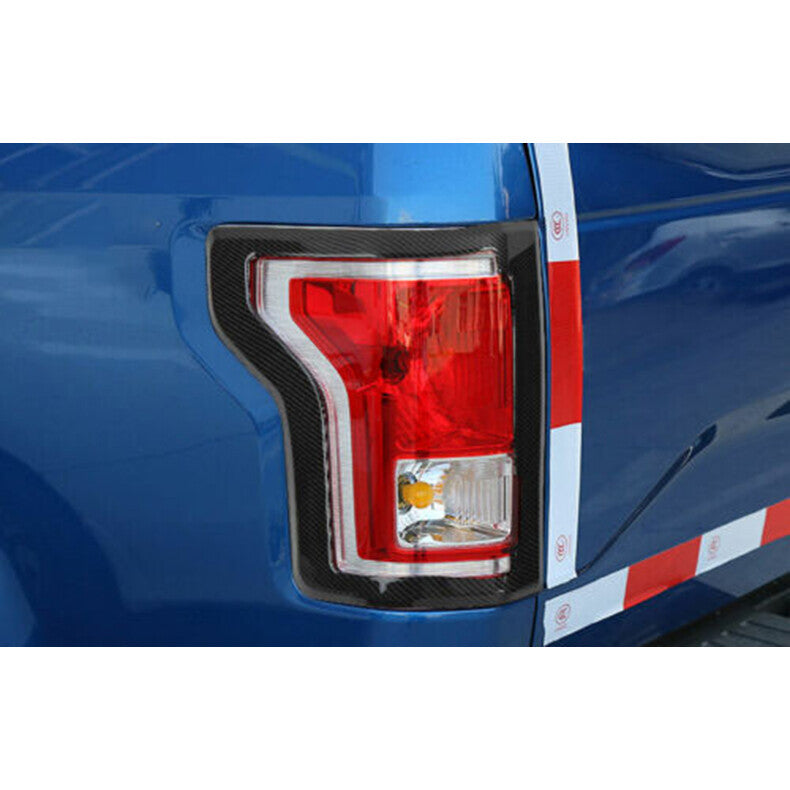 for Ford F-150 F150 2015-2020 Carbon Fiber Rear Tail Light Lamp Frame Cover Trim