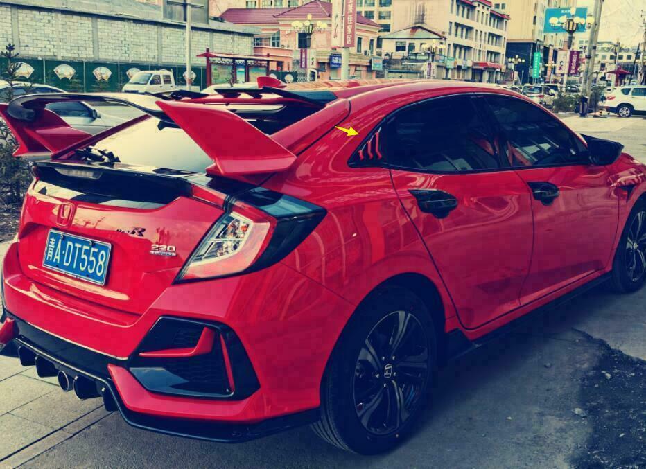 Gloss Black+RED Side Vent Window Louver for Honda for Civic 10th Hatchback 2016-2021