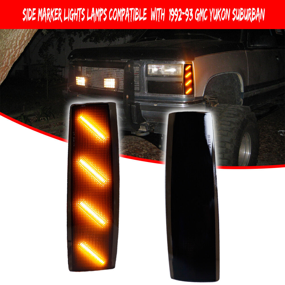 Smoked Lens Amber Front Corner Side Marker Lights for 1992-93 for GMC for Yukon Suburban - v