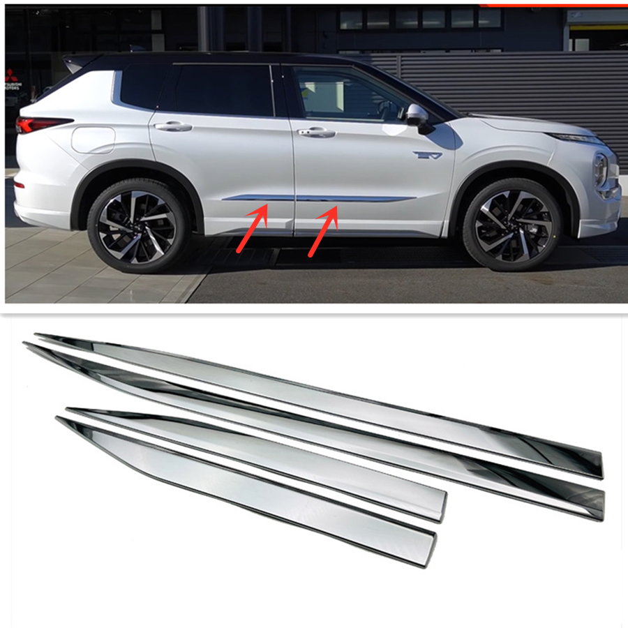 Silver Side Door Body Protector Chrome Covers for Mitsubishi Outlander 2022-2023
