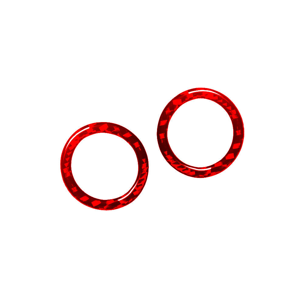 Red 2X Car Door Speaker Ring Trim Cover Carbon Fiber for Toyota Tundra 2007-2013