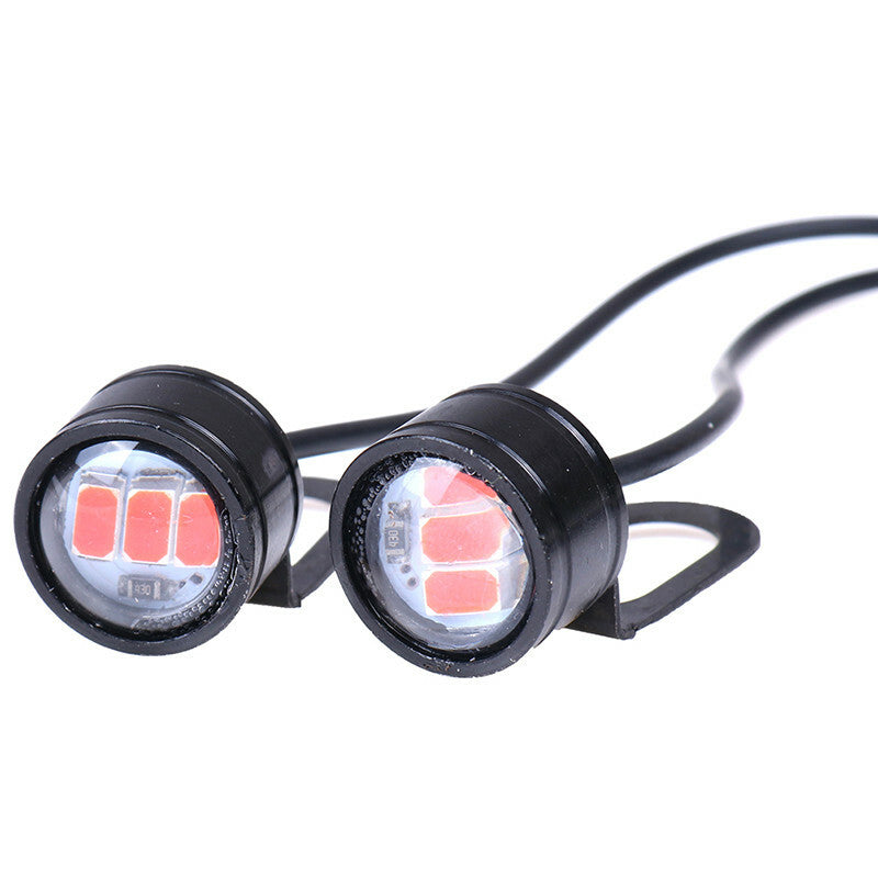 2Pc Motorcycle Rearview Mirror for Eagle Eye 3 LED Flash Strobe Lights Red Semaphore