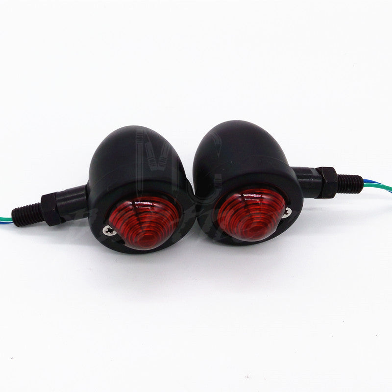 2x Black Motorcycle Turn Signals for Mini Bullet Blinker Red Indicator Lights Lamp Q