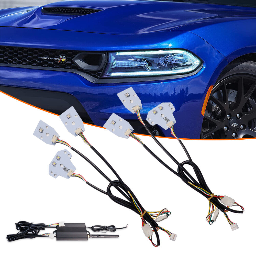 Suitable for 2015-2020 for Dodge charger RGBW halo DRL car headlight LED board Bluetooth control- v