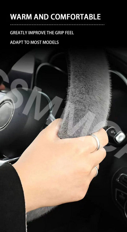 Plush Fluffy Car Steering Wheel Cover Protector Soft Winter Warmer Anti Slip