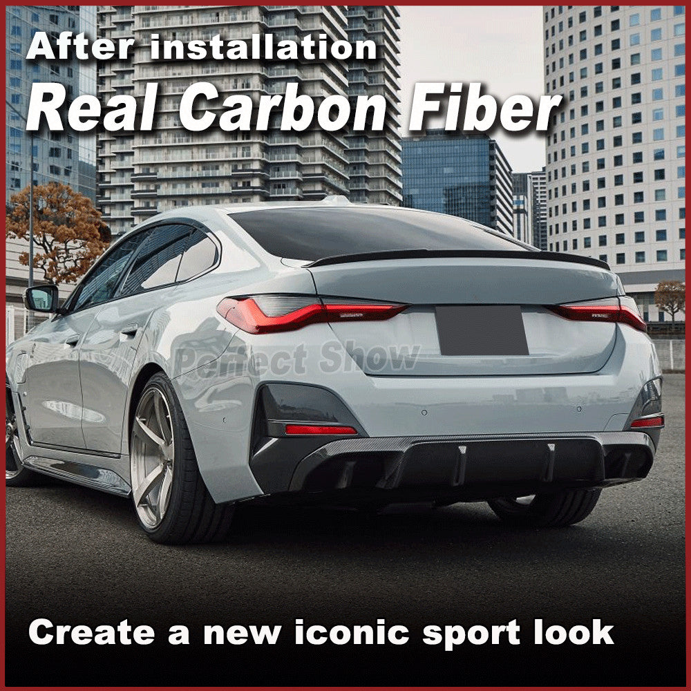 for BMW i4 M50 M Sport 2022-2023 Real Carbon Rear Bumper Diffuser Lip Spoiler