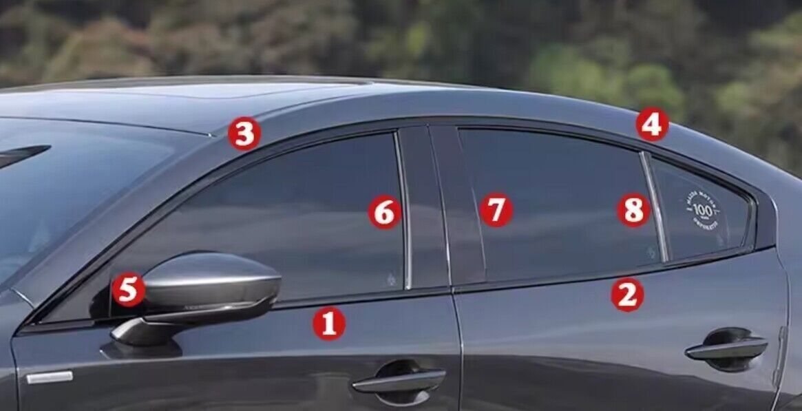 16X for Mazda 3 Axela 2019-23 Black Steel Side Windows Sill Moulding Strip Trims