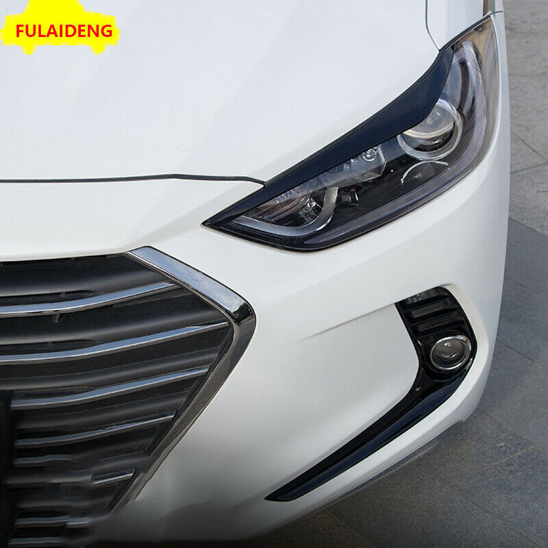 2P for Hyundai for Elantra 2016-2018 Black Headlight Lamp Eyelid Eyebrow Cover trim