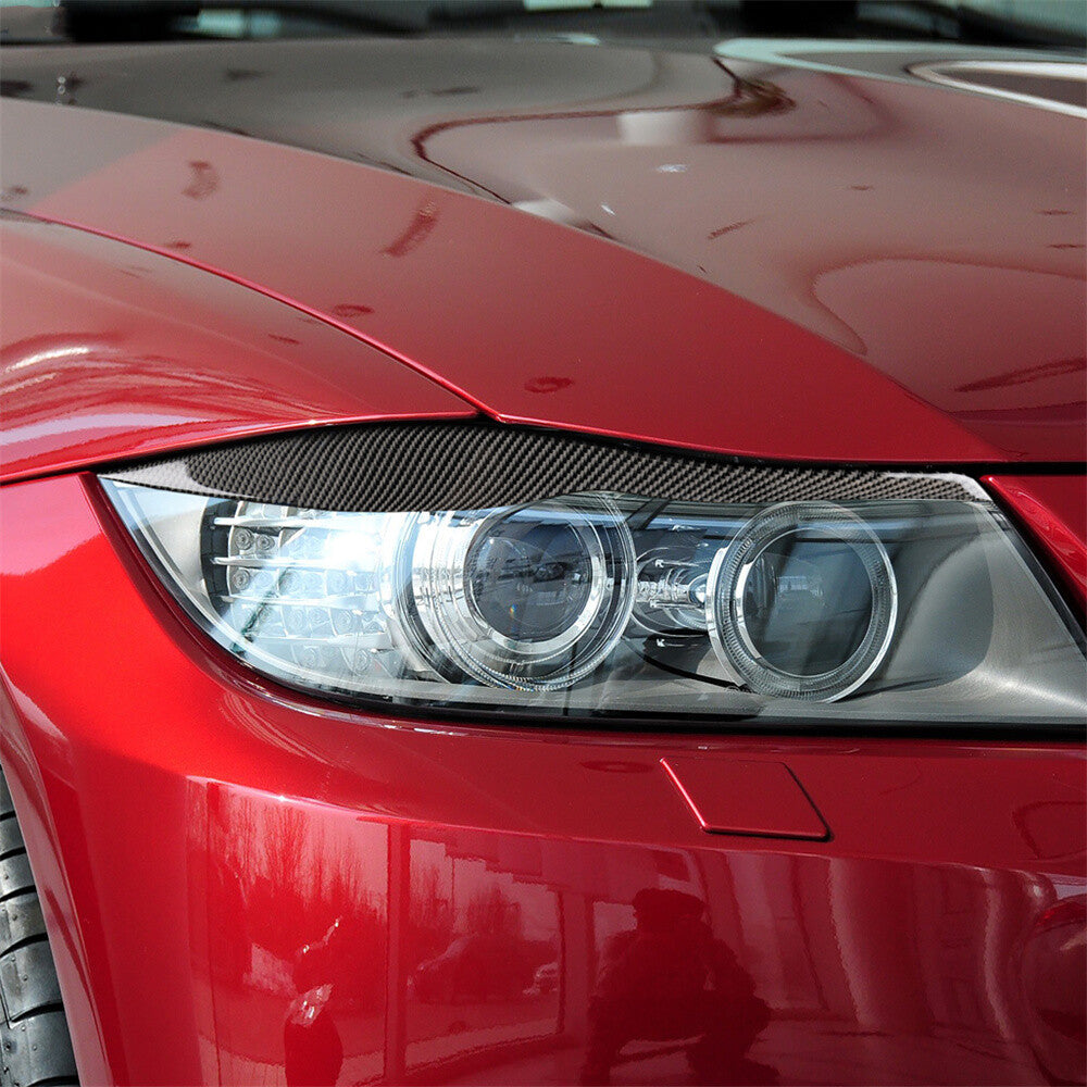 2¡ÁCarbon Fiber Headlight Eyelids Eyebrow Trim for BMW 3 Series E90 E92 2005-2008