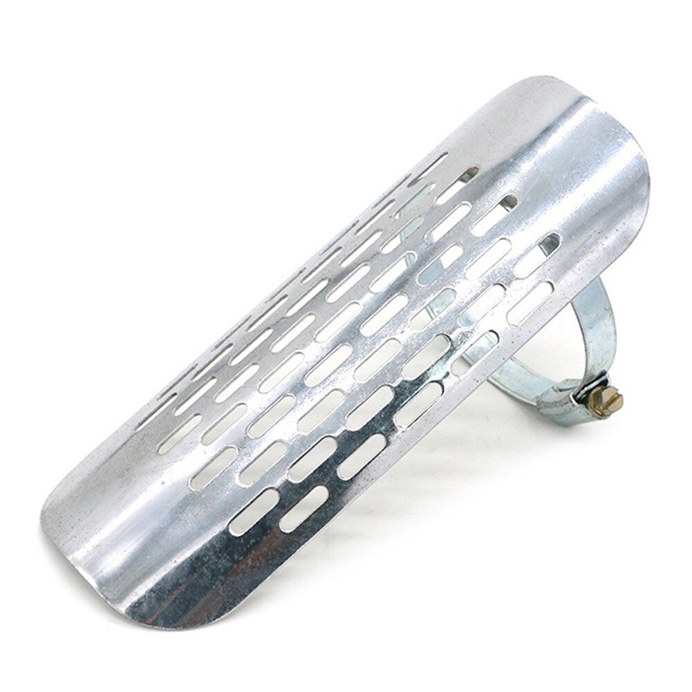 Exhaust Muffler Pipe Heat Shield Cover Heel Guard with clamps Motorcycle Chrome Q