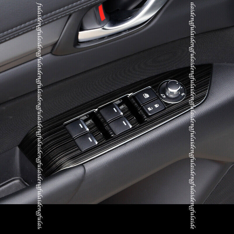 for Mazda CX-5 2017-2024 Black Brushed Window Lift Switch Panel Cover Decor Trim