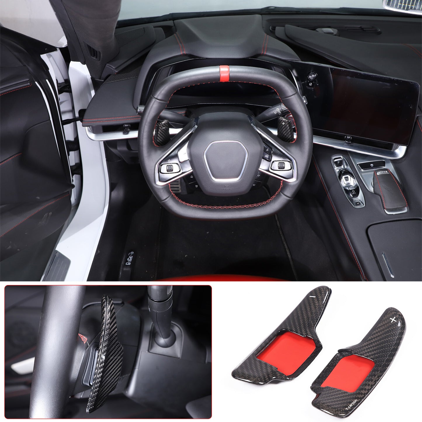 Leather Car Shift Knob Shifter Head for Manual Automatic Transmission- v