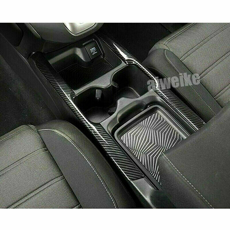 Carbon Fiber Look ABS Water Cup Holder Trim Strips for Honda CR-V CRV 2017-2022