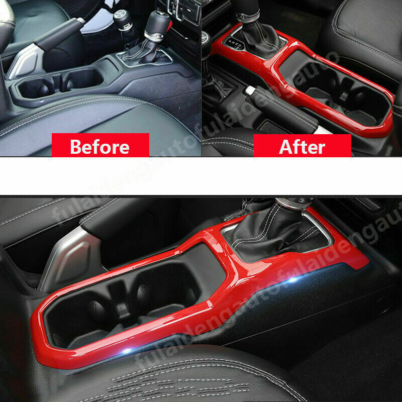 for Jeep for Wrangler JL 2018-2021 ABS Red Car Interior Gear Shift Panel Cover Trim