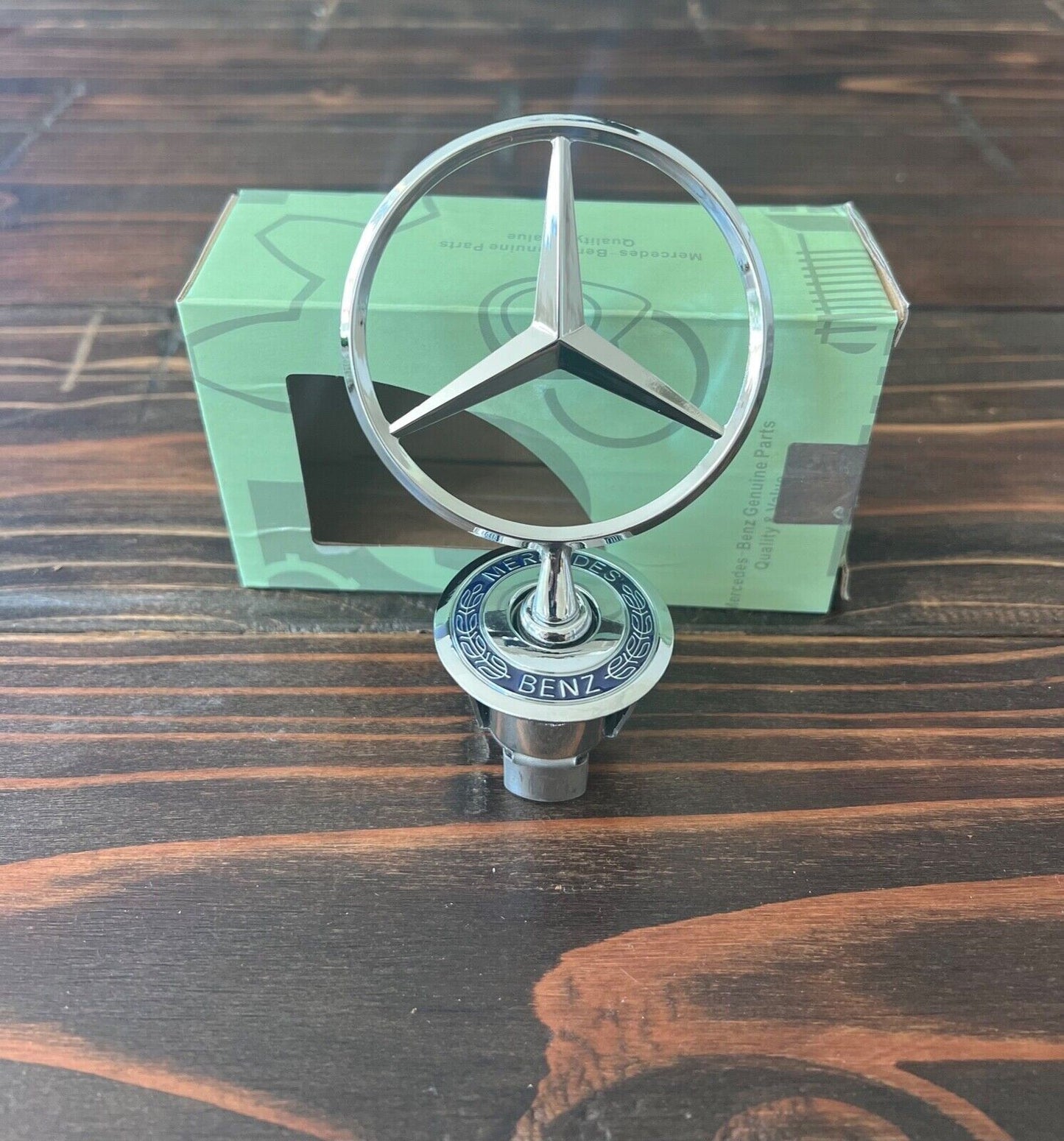 for Mercedes-Benz logo cap with chrome star badge/blue trim