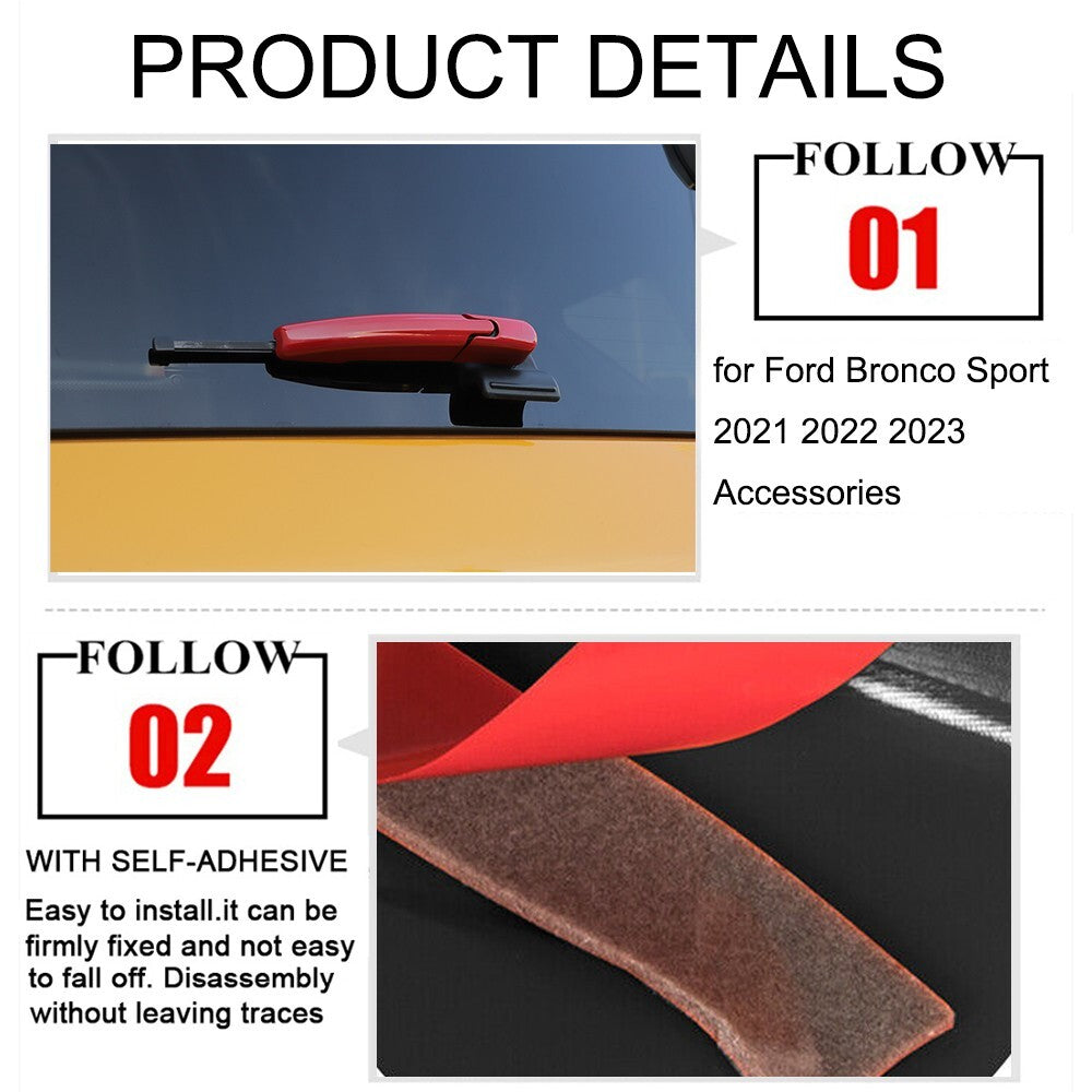 Red Rear Windshield Wiper Blade Washer Cover Trim for Ford Bronco Sport 2021-23