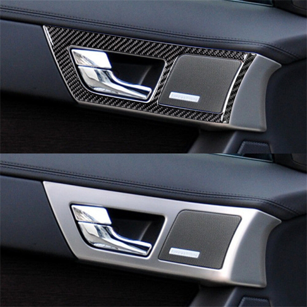Carbon Fiber Interior Front Door Handle Panel Cover Trim for Jaguar XF 2009-2011