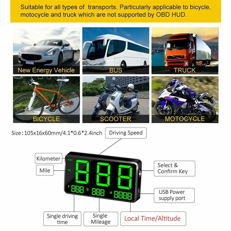 Car digital GPS head-up display instrument panel overspeed warning alarm HUD Q