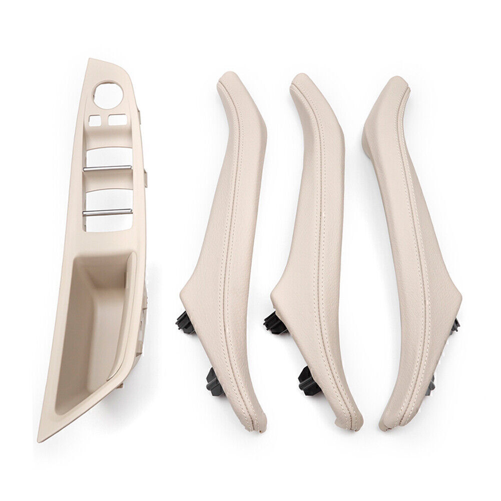 Door Trim Handle Real Leather Fit for BMW 5 series F10 F11 F18 2010-17 LHD Off-white
