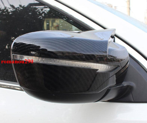 2 for Nissan Rogue 2014-2020 Carbon Fiber Exterior Ox Horn RearView Mirror Cover
