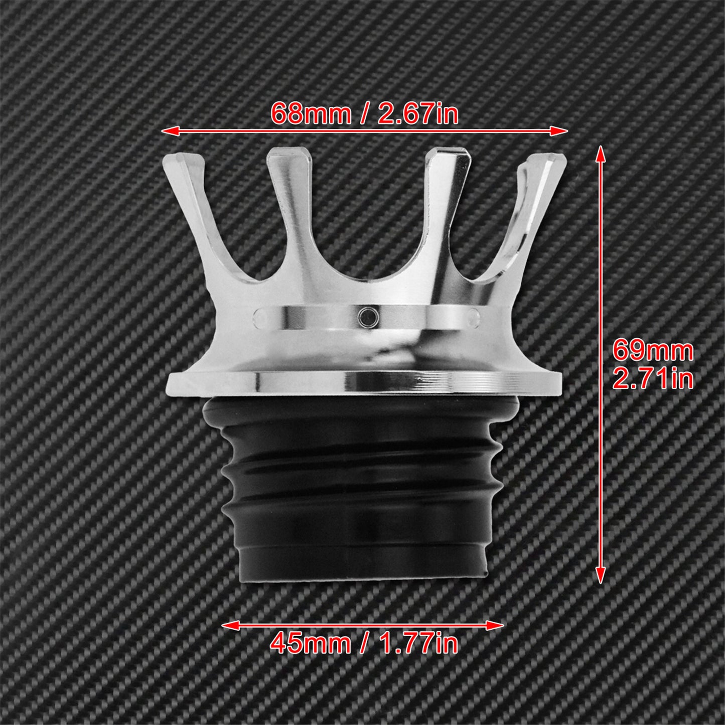 VENTED King Crown Gas Cap Fuel Tank Right-hand Thread Chrome Fit for Harley Q