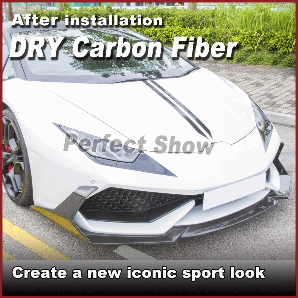 for Lamborghini for Huracan LP600 LP610 14-16 Dry Carbon Front Bumper Lip Splitters