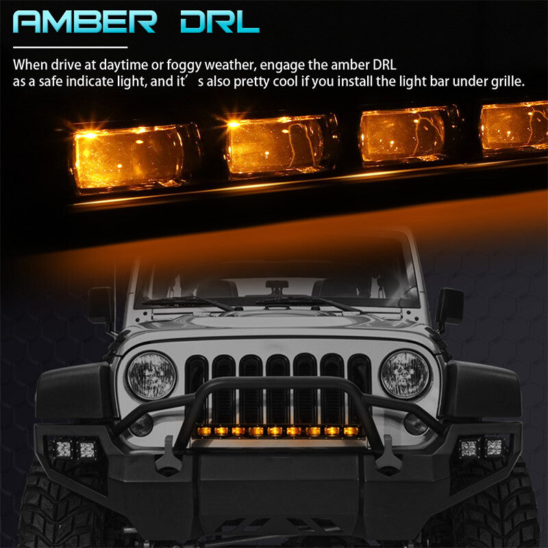 20inch Slim LED Work Light Bar DRL Amber Driving White Lamp Fog SUV Offroad ATV