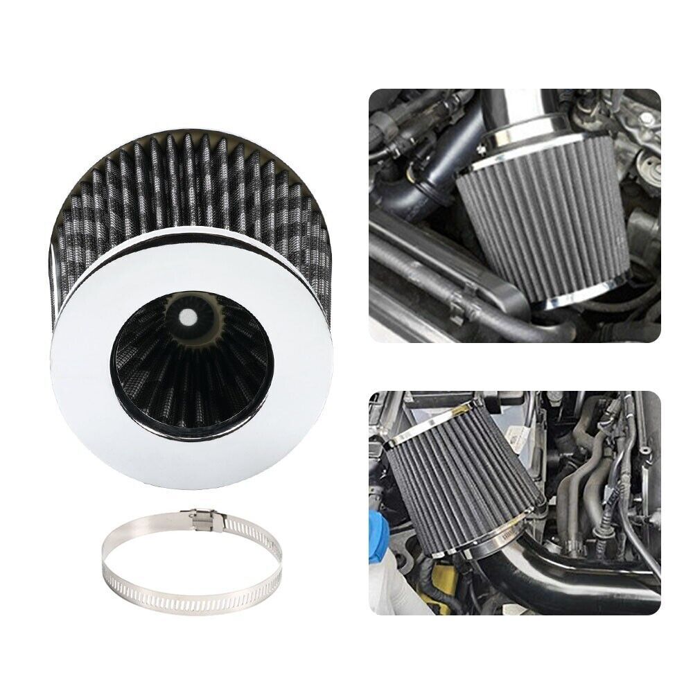 Carbon Fiber 3 High Flow Inlet Cold Air Intake Cone Replacement Dry Air Filter Q