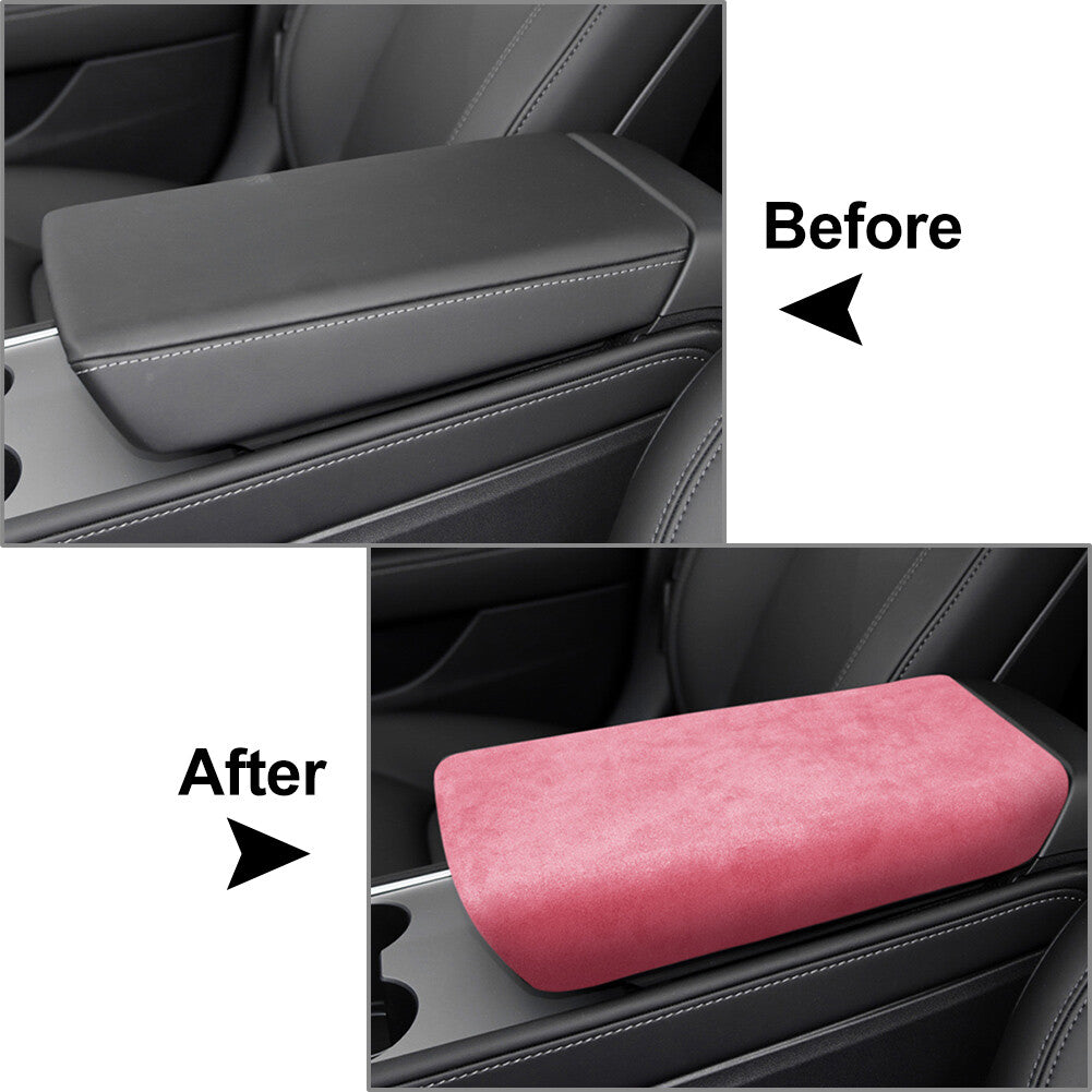 for Tesla Model 3 2017-22 Central Console Armrest Box Protective Suede Cover
