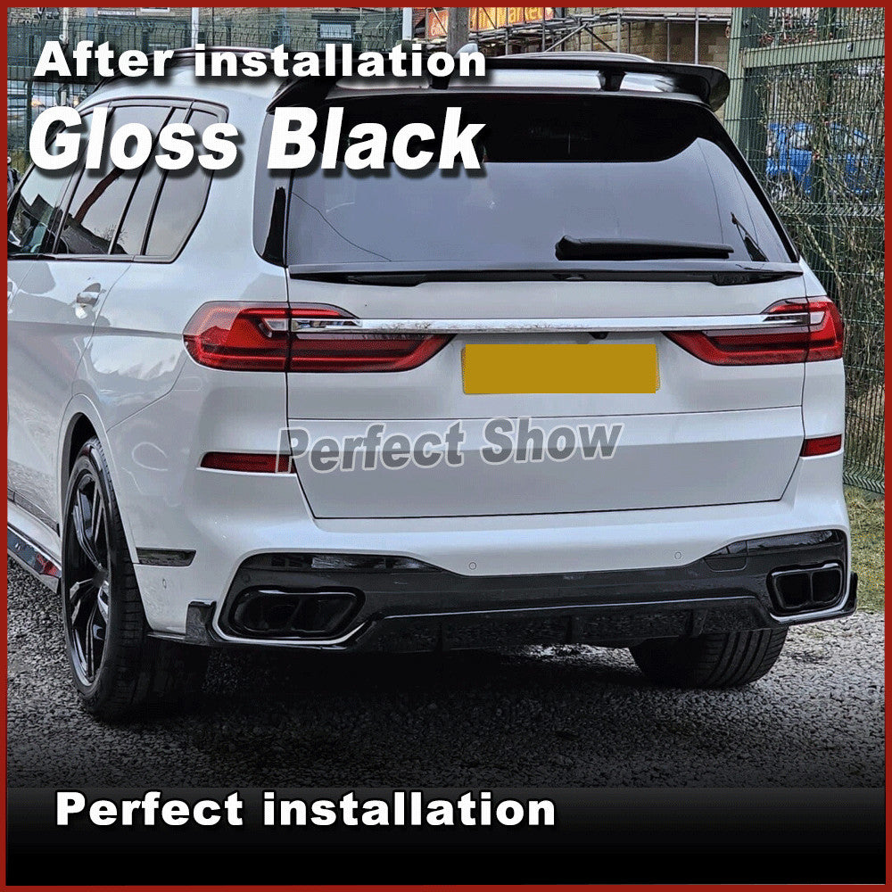 Fit for BMW X7 G07 M-SPORT 2019-23 Glossy Black Rear Bumper Diffuser Lip Spoiler
