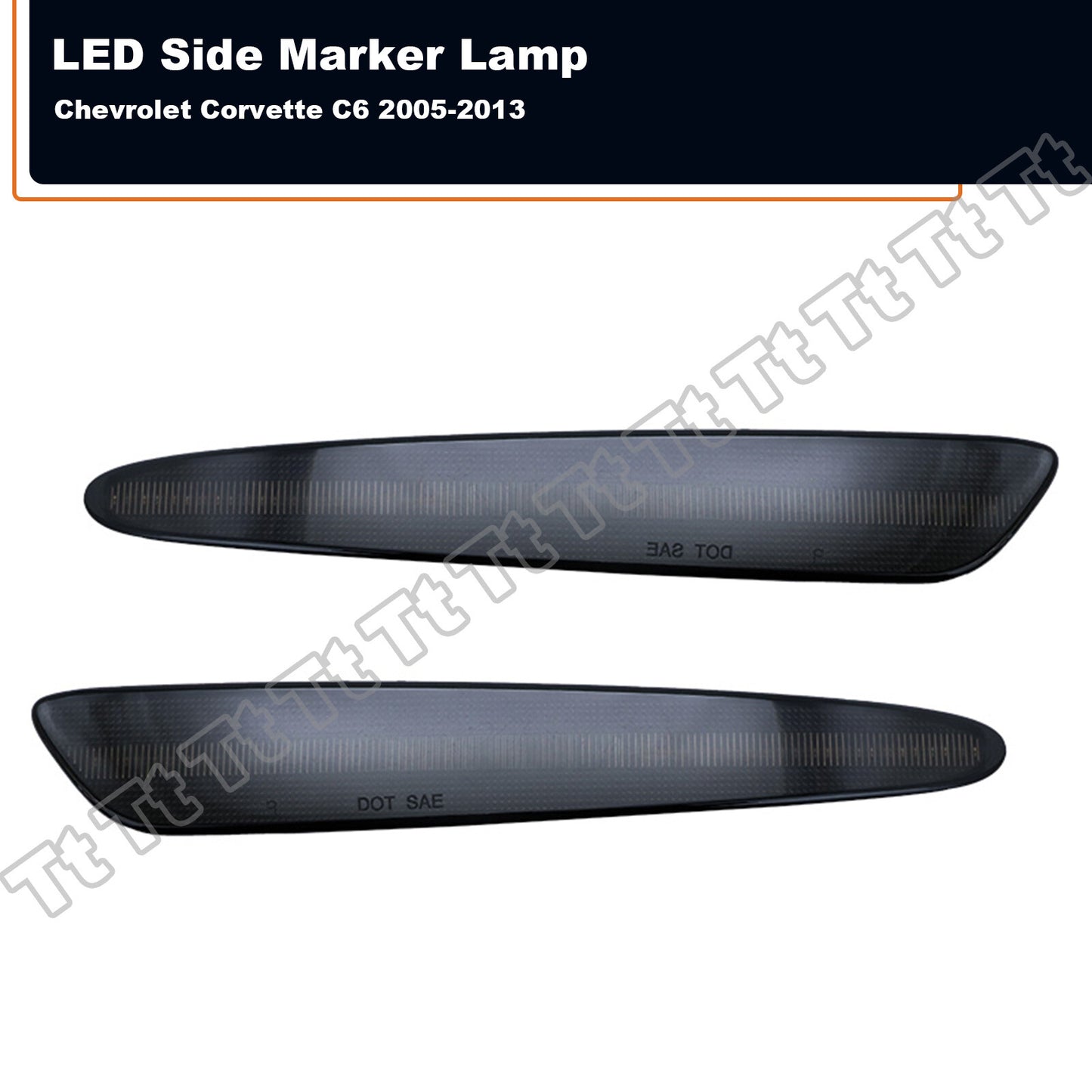 Smoked Front Amber LED Side Marker Lights for 05 - 2013 for Corvette C6- v
