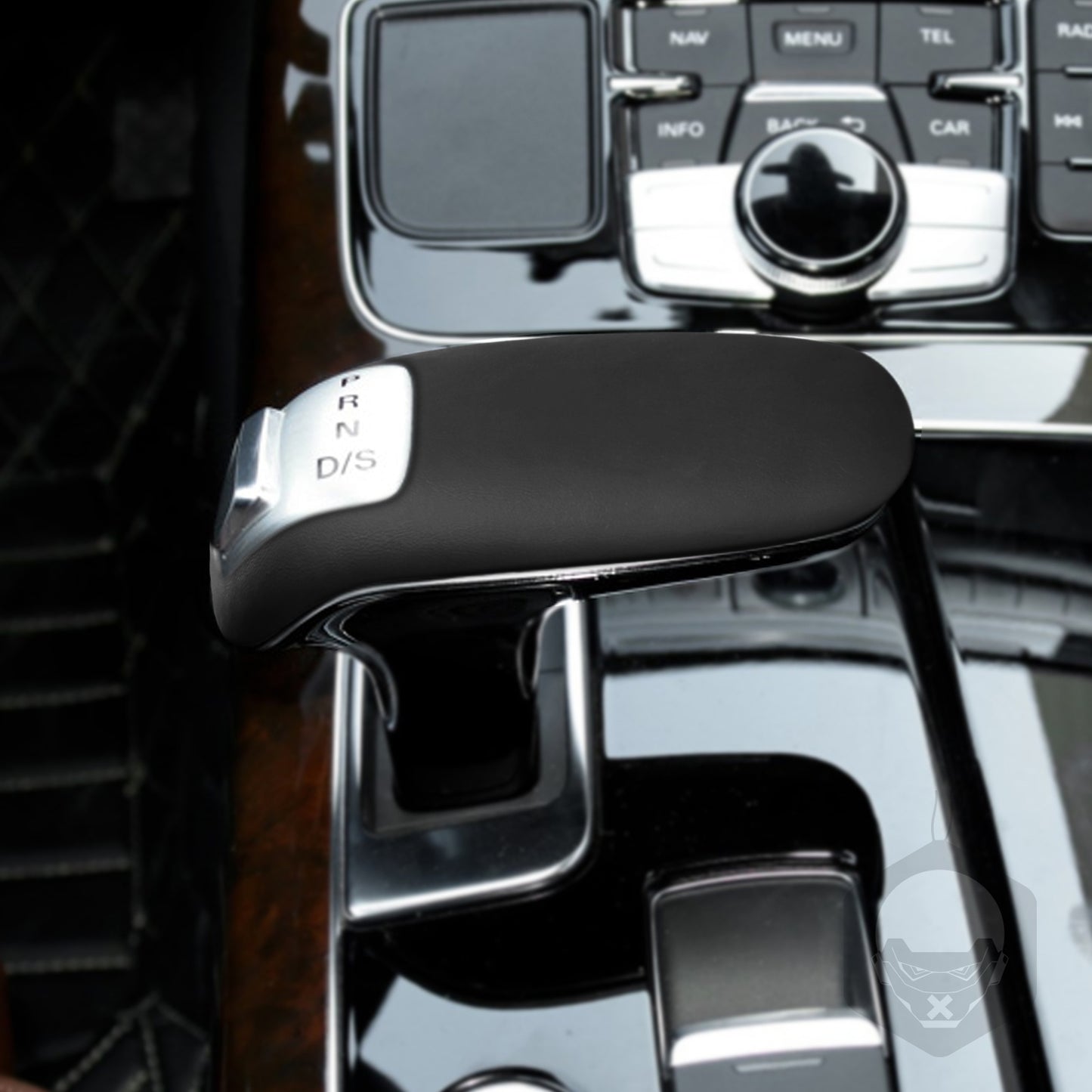 PU Leather Dark Gray Car Gear Shift Knob Cover for Audi for A8 2011-2017 Accessories