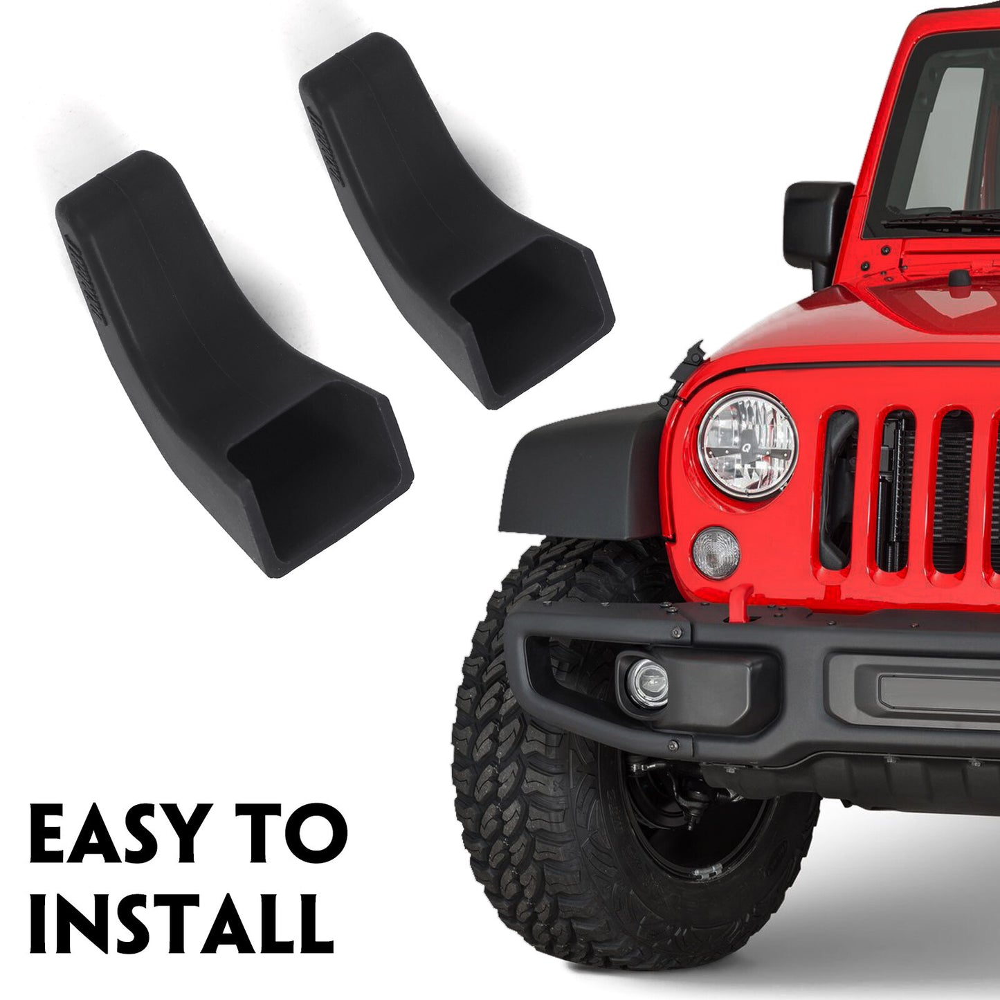 Black Bumper Tow Hook Covers (Upgrade) for 07-23 for Jeep for Wrangler JK/JL Gladiator Q