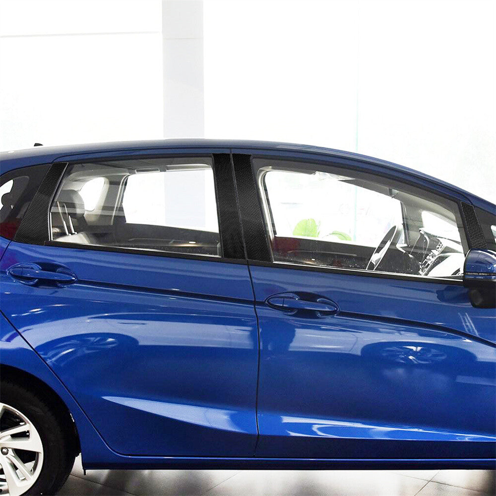 8¡ÁCarbon Fiber Window Pillar Posts Panel Trim for for Honda Fit Jazz GK5 2014-19