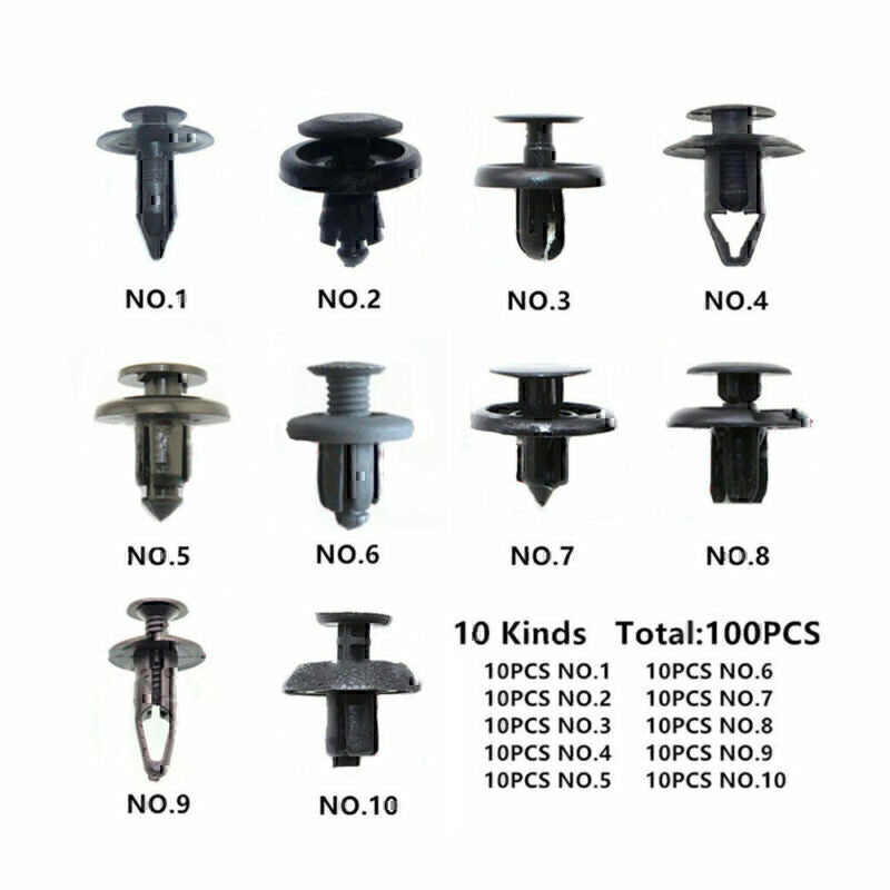 100x Trunk Screw Rivets Car Bumper Fender for Auto Plastic Fastener Clips Set U