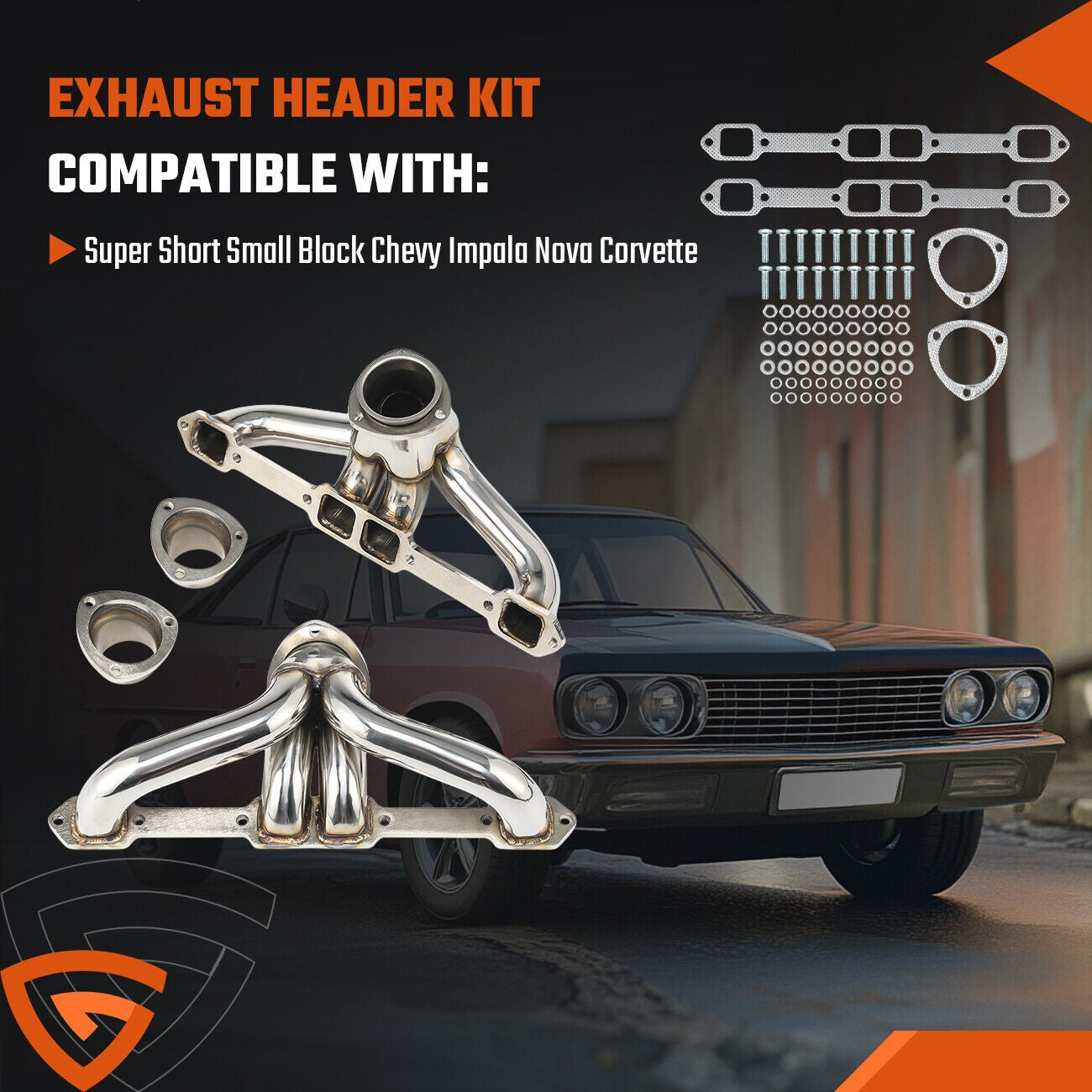Stainless Exhaust Headers Super Short Small Block For/ for Chevy Impala Nova for Corvette
