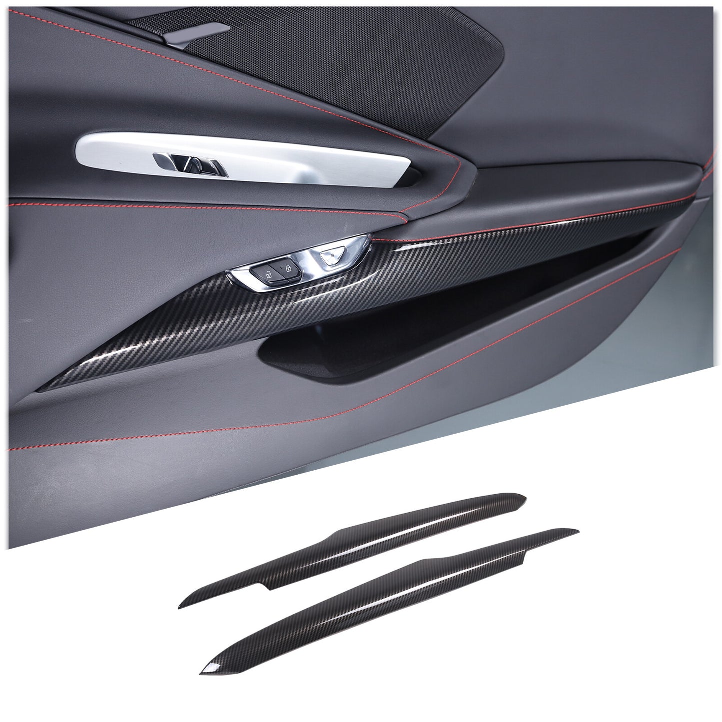 Carbon fiber ABS interior door panel trim strips suitable for Corvette C8 2020 - 2023 n