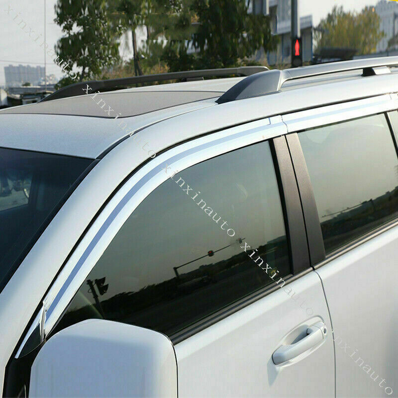 For Prado FJ150 LC150 2010-21 Chrome Window Visors Sun Rain Guard Vent Deflector