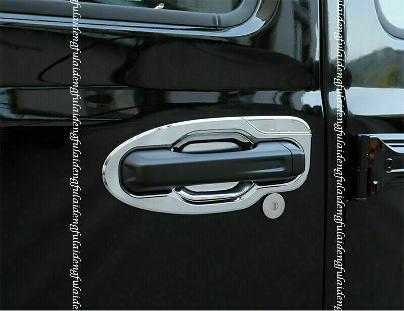 10Pcs Chrome Exterior Door Handle Bowl Cover Trim for Jeep for Wrangler JL 2018-2021