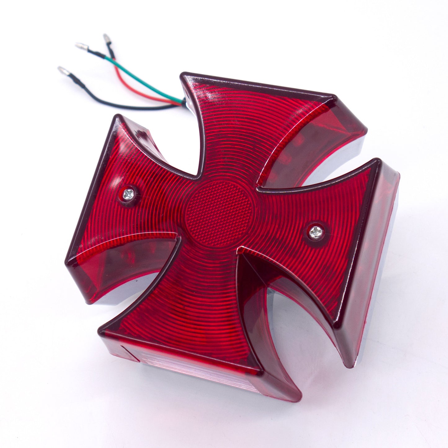 Chrome Motorcycle MALTESE Cross LED Tail Brake Rear Light Chopper Bobber Custom Q