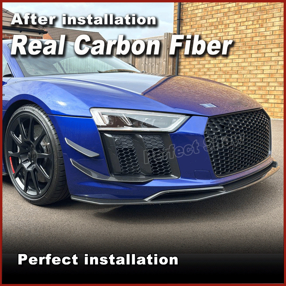 Fit for Audi R8 MK2 V10 2016-2019 Real Carbon Front Bumper Fins Canard Splitters