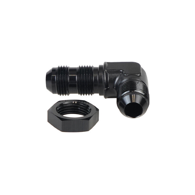 Aluminum 90 Degree 8AN Male Flare Union Bulkhead Fuel Fitting Adapter AN8 W/Nut