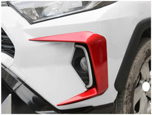 for TOYOTA RAV4 2019-2023 Glossy Red ABS Front Fog Light Lamp Bumper Cover Trims