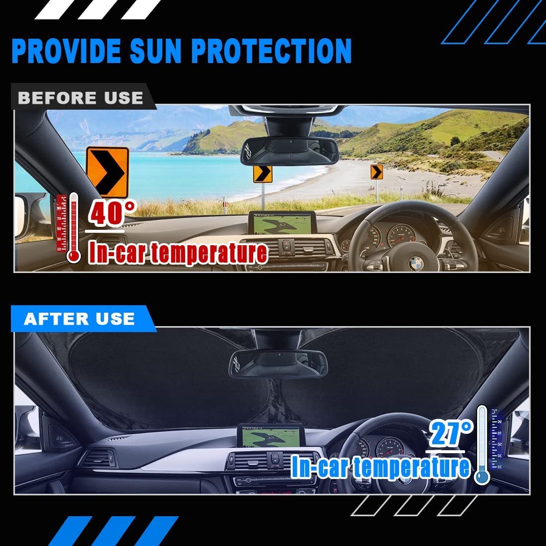 for Mini Cooper F60 R55 R56 Car Windshield Sun Shade Union Jack UV Block Cover