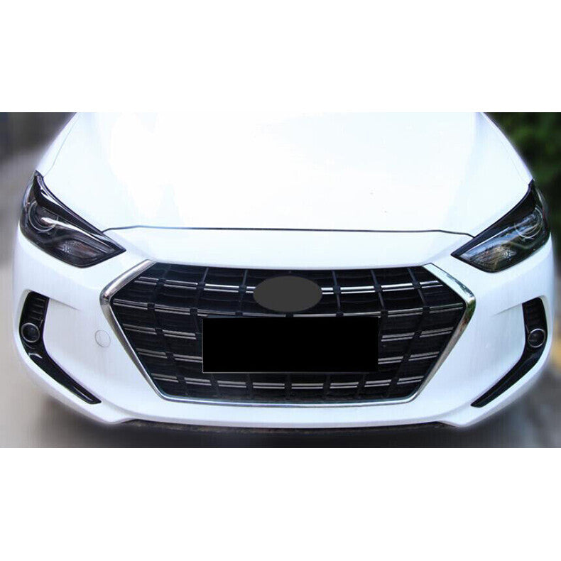 for Hyundai for Elantra 2017-18 Gloss Black Front Headlight Lamp Eyebrow Strip Trim