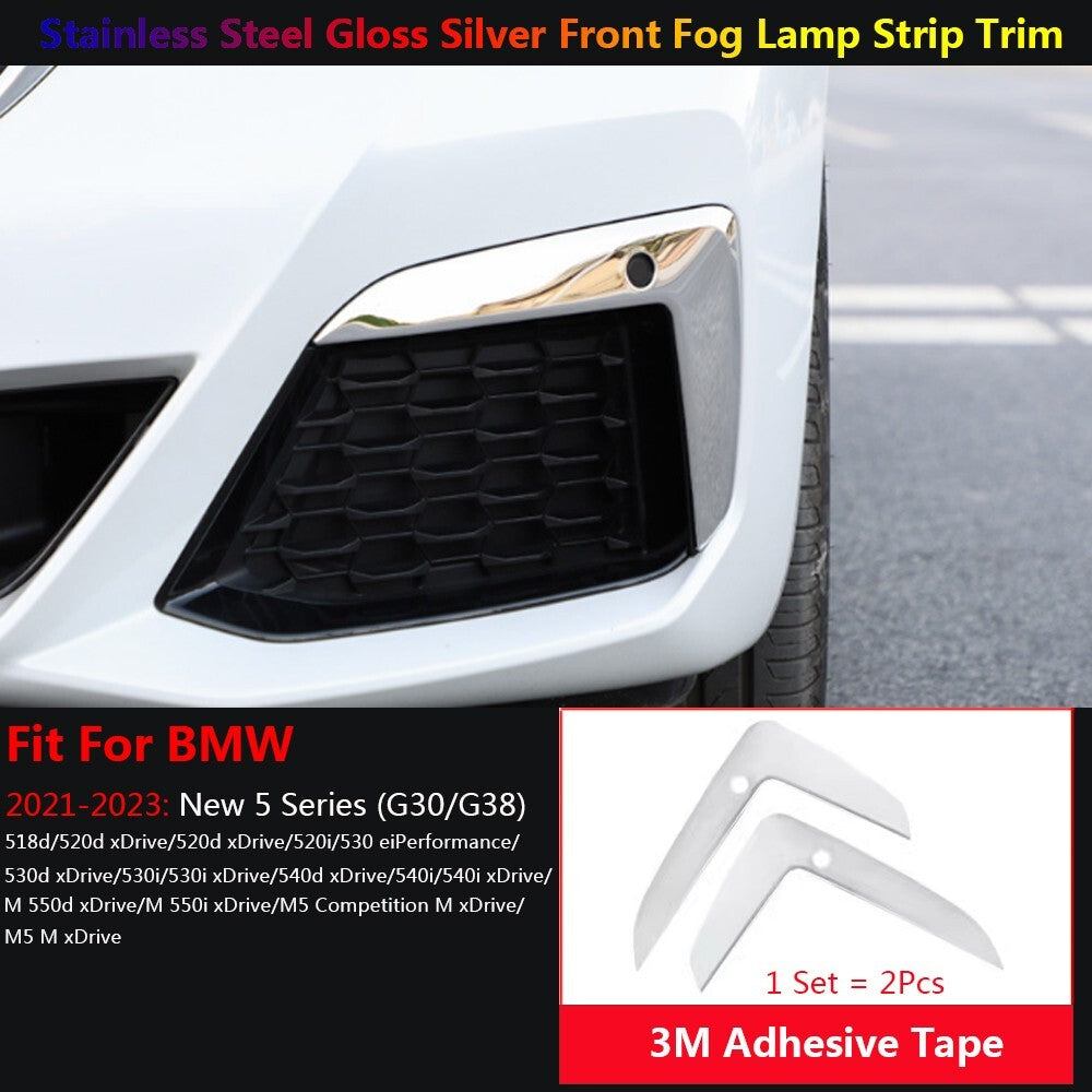 Stainless for BMW 5 Series G30 G31 Exterior Car Front Fog Light Lamp Cover Trims