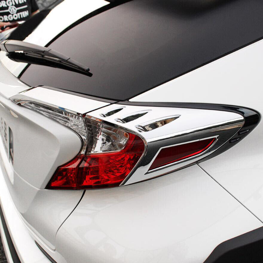 Fit for 2016-2020 CHR C-HR ABS Chrome Rear Tail Light Lamp Cover Trim 4PC v