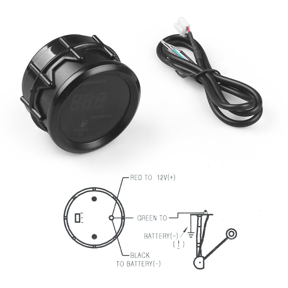 2-inch universal 12V 52mm digital display automotive fuel level gauge without sensor