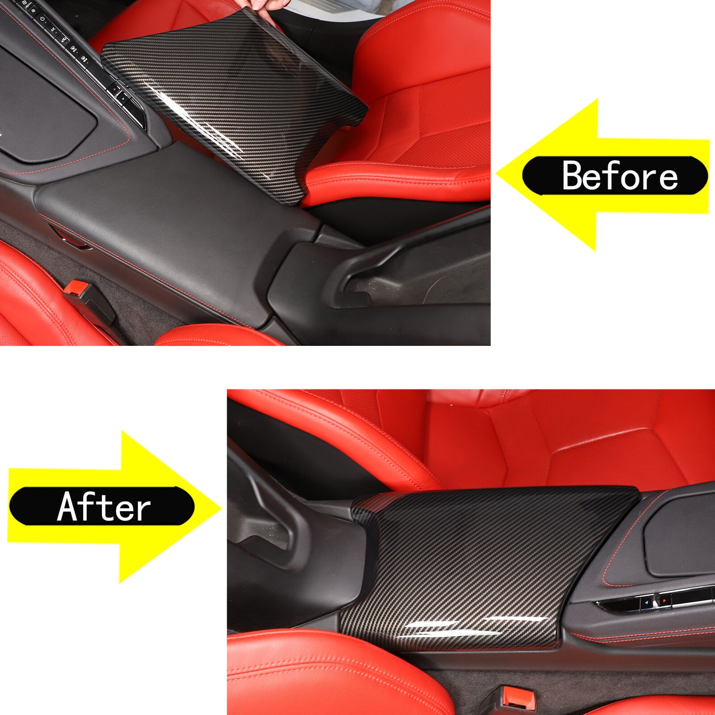 Carbon ABS console armrest box cover for Corvette C8 Stingray Z06 Z51 2020-2023 n